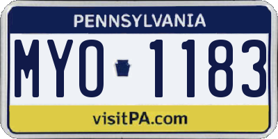 PA license plate MYO1183