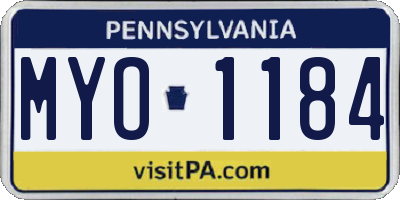PA license plate MYO1184