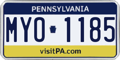 PA license plate MYO1185