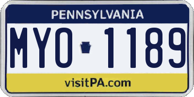 PA license plate MYO1189