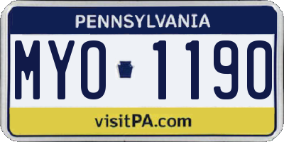 PA license plate MYO1190