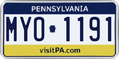 PA license plate MYO1191