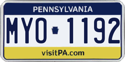 PA license plate MYO1192
