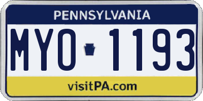 PA license plate MYO1193