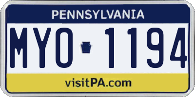 PA license plate MYO1194
