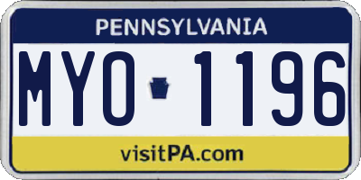 PA license plate MYO1196