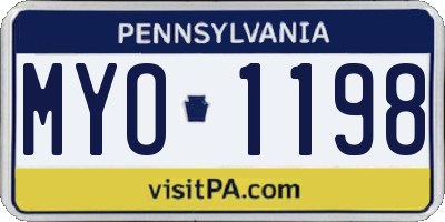 PA license plate MYO1198