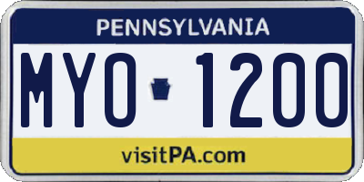 PA license plate MYO1200