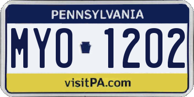 PA license plate MYO1202