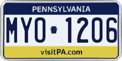 PA license plate MYO1206