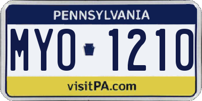 PA license plate MYO1210