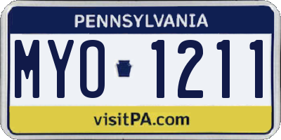 PA license plate MYO1211