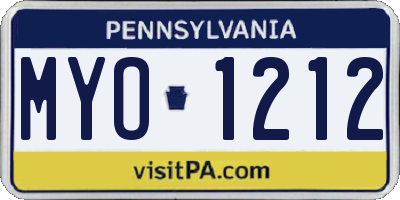 PA license plate MYO1212