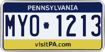 PA license plate MYO1213