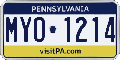 PA license plate MYO1214