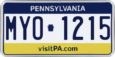 PA license plate MYO1215