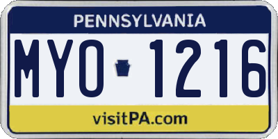 PA license plate MYO1216