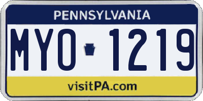 PA license plate MYO1219