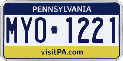 PA license plate MYO1221