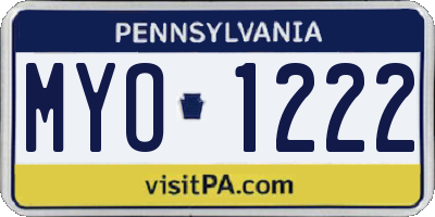 PA license plate MYO1222