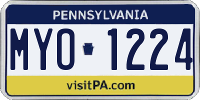 PA license plate MYO1224