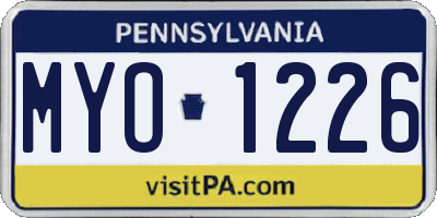 PA license plate MYO1226