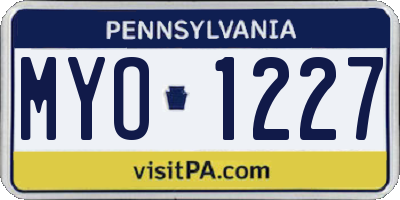 PA license plate MYO1227