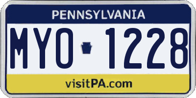 PA license plate MYO1228