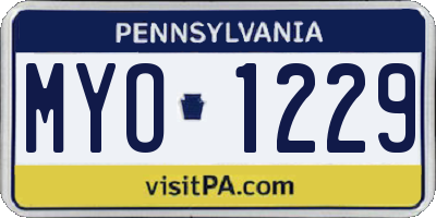 PA license plate MYO1229