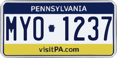 PA license plate MYO1237
