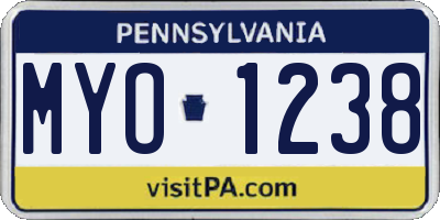 PA license plate MYO1238