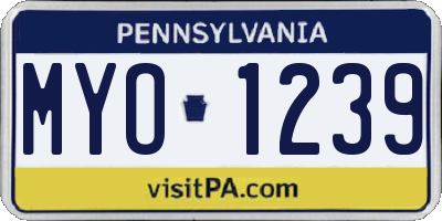 PA license plate MYO1239