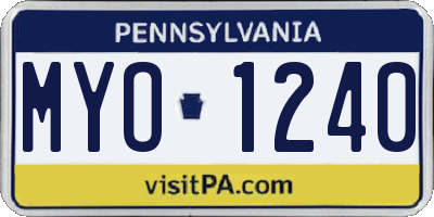 PA license plate MYO1240