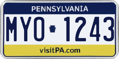 PA license plate MYO1243