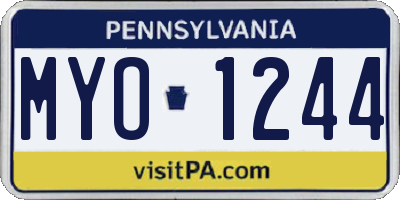 PA license plate MYO1244
