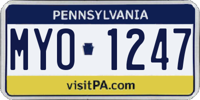 PA license plate MYO1247