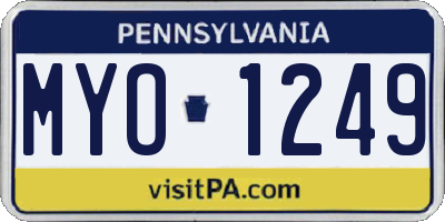 PA license plate MYO1249