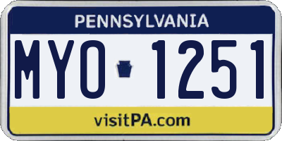 PA license plate MYO1251