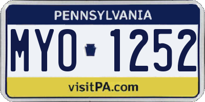 PA license plate MYO1252