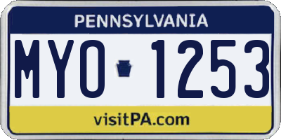PA license plate MYO1253