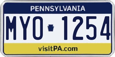 PA license plate MYO1254