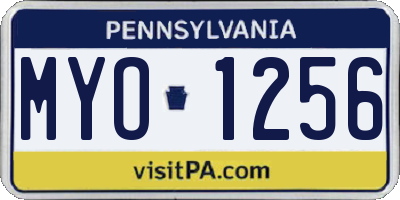 PA license plate MYO1256