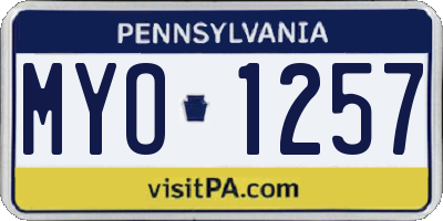 PA license plate MYO1257