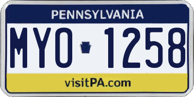 PA license plate MYO1258