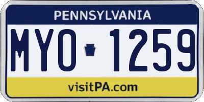 PA license plate MYO1259