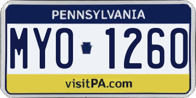PA license plate MYO1260