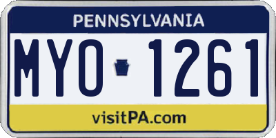 PA license plate MYO1261