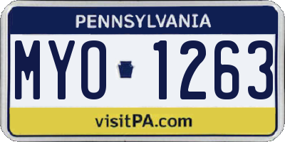 PA license plate MYO1263