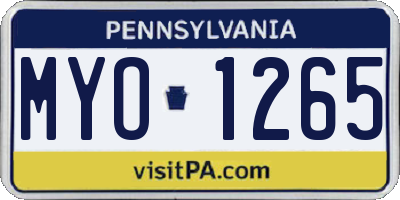PA license plate MYO1265