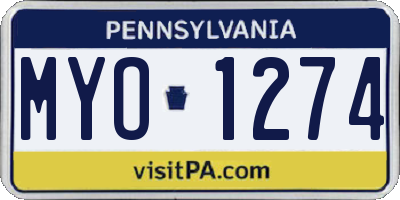 PA license plate MYO1274